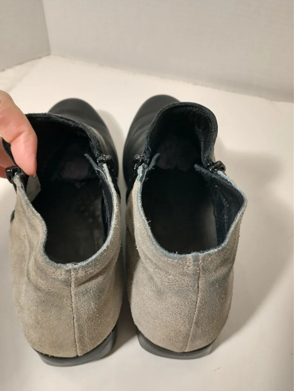 Naot Leather Helm Ankle Boots,‎ Black And Gray, Euro Size 39, US Size 8